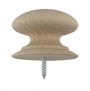 * 52mm Dia. Antique-Style Beech Drawer Knob with Wood Screw, Sold Individually * - Picture 1 of 2