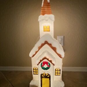 Christmas Blow Mold 32” Lighted Church Chapel Light Up Holiday Time Decoration