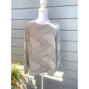 Ellen Tracey Größe M Pullover grau & weiß Chevron-Muster Rundhalsausschnitt - Bild 1 von 6