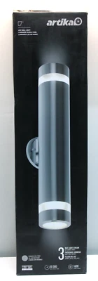 Artika 21" Indoor/Outdoor LED WALL LIGHT. Cylinder Stainless Steel Finish. NEW - Image 1 of 4