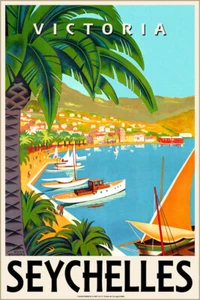 Póster de viaje retro retro del Océano Índico Seychelles Roger Broders estampado artístico 313 - Imagen 1 de 2