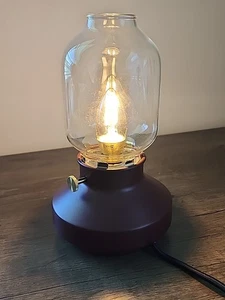 IKEA TARNABY Table Bedside Lamp With Dimmer Knob Cranberry Base TÄRNABY EUC - Picture 1 of 5