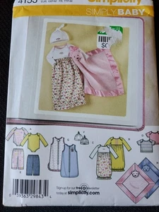 Simplicity Sewing Pattern Simply Baby XXS - M Infant Onsie Hat Top Pants Bunting - Picture 1 of 6