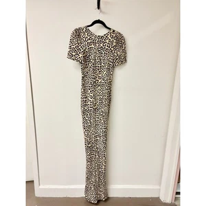 Givenchy Leopard Puff Sleeve Maxi Dress Cream / Black Women's Size 38 FR / US 4 - Picture 1 of 3