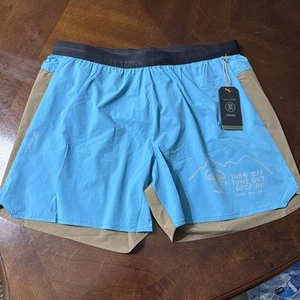 Roark Run Amok Alta 5” Lined Running Shorts Turquoise Mens Size L NWT $85 RS325 - Picture 1 of 11