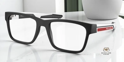 PRADA LINEA ROSSA PS 02PV 14Q1O1 Matte Black Demo Lens 55 mm Men's Eyeglasses - Image 1 of 3