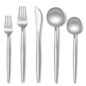 Matte Silverware Set for 12, 60-Piece Stainless Steel Flatware Eating Utensil... - Picture 1 of 7