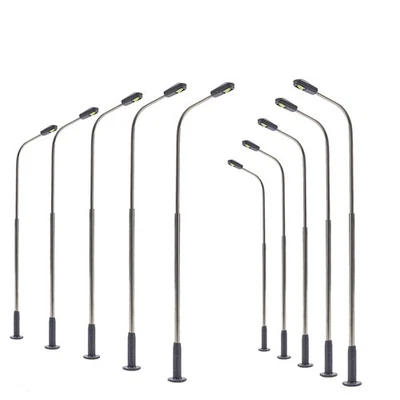 10pcs Model Railway Z N TT HO Scale Lamps Street Lights LEDs Platform Free Resis - Image 1 of 4