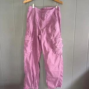AE pink cargo pants sz 12 stretch cotton utility Y2K pastel gorpcore streetwear - Picture 1 of 11