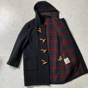 Montgomery Duffel Coat 90s Cashmere Blend Check Pattern UK40 Used - Picture 1 of 11