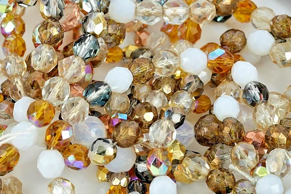 Mistura de contas de vidro Jablonex polido a fogo 8mm - Mistura de manteiga de mel (50 contas) - Imagem 1 de 1