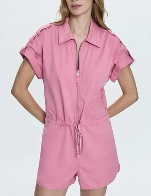 PISTOLA Meg Cremallera Frontal Utilidad Emily en París Estilo Mameluco Flamenco XS-S Foto 1 de 4