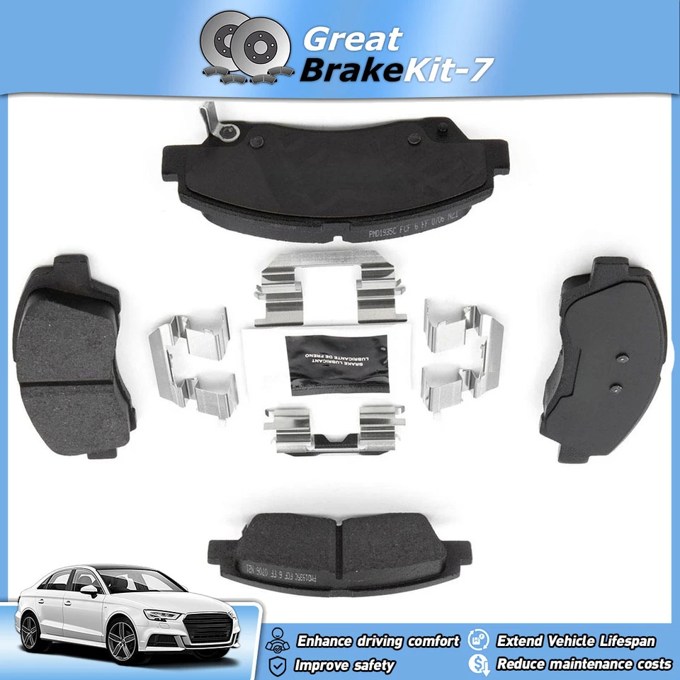 Pastilhas de freio dianteiras de cerâmica com ferragens para 2016 2017 Hyundai Grand i10 1.3L - Imagem 1 de 3