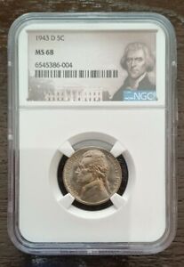 1943-D MS68 Jefferson War Nickel NGC Special Label.  LOW SHIPPING!!