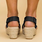 Women Wedge Platform Sandal Non-slip Sole Walking Ankle Buckle Peep Toe Elegant