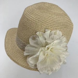 D&Y Beige Bonnet Floral Womens Cap Hat Fitted One Size - Picture 1 of 4
