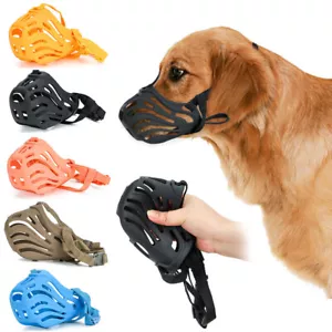 Adjustable Dog Muzzle Soft Silicone Breathable Strong Basket Small Medium Large - Picture 1 of 29