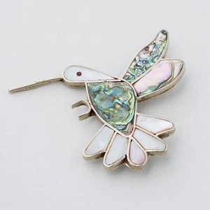 Silber Brosche Perlmutt Kolibri 12,6 g - Picture 1 of 5