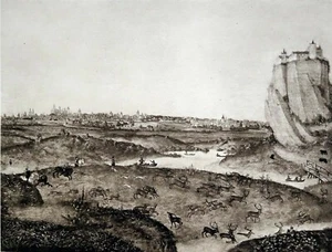 PAYSAGE avec SCÈNE de CHASSE - Gravure du 19e siècle (Cranach le Jeune) - Picture 1 of 2
