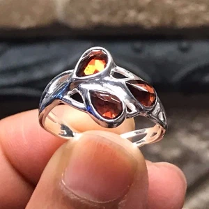 Natural 1ct Pyrope Garnet 925 Solid Sterling Silver stackable ring Ring sz 8.75 - Picture 1 of 4