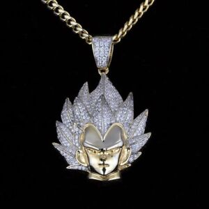 3 Ct Round Cut Real Moissanite Men's Hip Hop Pendant 14k Yellow Gold Plated