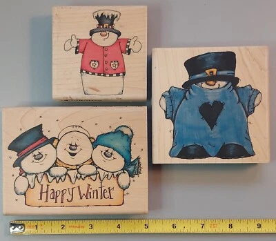 Whipper Snapper stamps - SNOWMAN lot. Happy Winter, Heart Sweater & Pockets Set. - Image 1 of 4