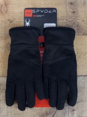 Guantes Spyder Core Conduct con palma de cuero - negros - talla MEDIANA Foto 1 de 4