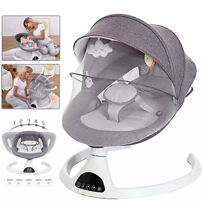 Bluetooth Electric Baby Swing Infant Cradle Bouncer Rocker Seat Chair Music Toys
