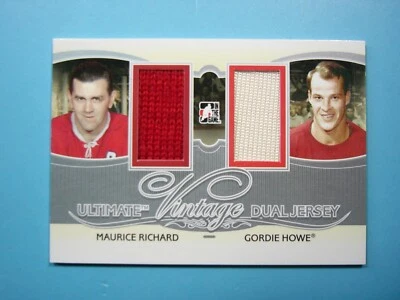 2012/13 ITG ULTIMATE VINTAGE DUAL JERSEY HOCKEY MAURICE RICHARD GORDIE HOWE /24 - Image 1 of 2