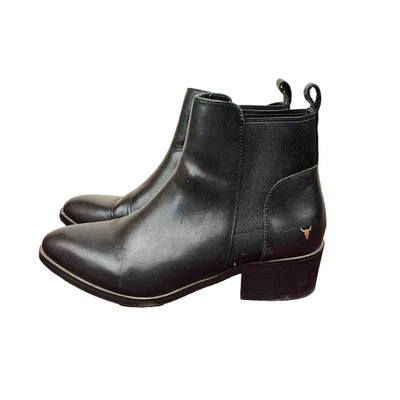 Windsor Smith Metz Boots Womens Sz 6 Black Leather Pull On Ankle Chelsea Bootie Foto 1 de 4