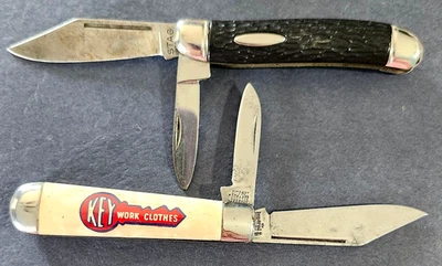 ¡De colección! (2) CUCHILLOS DE BOLSILLO ABATIBLES ~ 5" 1/4 DE LARGO ~ CIERVO IRLANDA Y MARCAS IMPERIALES Foto 1 de 4