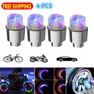 4pcs Auto Car Wheel Tire Tyre Air Valve Stem LED Light Caps Cover Trim Universal - Image 1 of 4