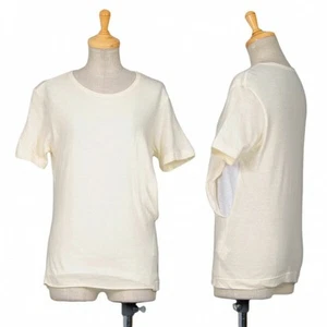 Yohji Yamamoto Noir Women's Knit T-Shirt Cream Layered Side Slit Used - Picture 1 of 16
