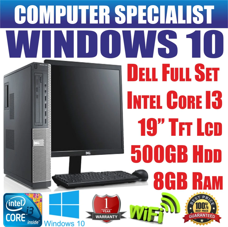 Windows 10 Dell Optiplex Ordenador de Escritorio PC Juego Completo Intel Core i3 - Imagen 1 de 1