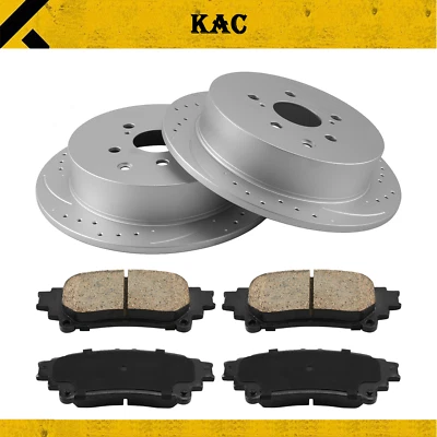 Rotores traseros perforados pastillas de freno de cerámica para Lexus RX350 RX450H 2010 2011-2015 Foto 1 de 4