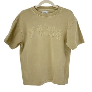 Zara "Paris" Yellow 100% Cotton T Shirt Size 11-12 - Picture 1 of 8