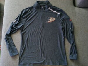 Anaheim Ducks NHL Authentic Pro Fanatics Branded 1/4 Zip L/S Pullover Men L NWOT