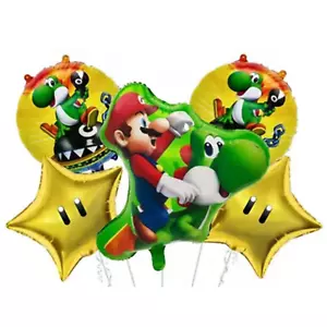Mario Yoshi 5er Set Luftballons Geburtstag Party SuperMario Bros Kinder Luigi Party - Bild 1 von 4