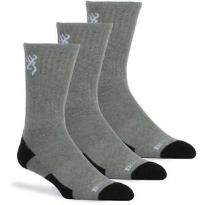 New Browning Buckmark Men's Socks 3 Pair Everyday Crew Work Boot Socks S209