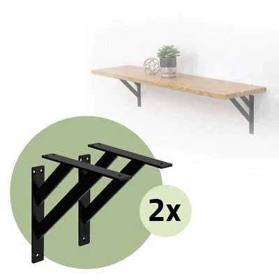 4x Soporte de aluminio de pared para estante en escuadra doble 24x24 cm negro - Imagen 1 de 4