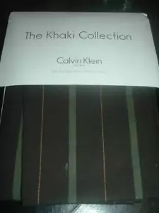 RARE CALVIN KLEIN MOSS TWILL 1 KING SHAM BROWN JADE GREEN YELLOW GOLD STRIPES - Picture 1 of 5