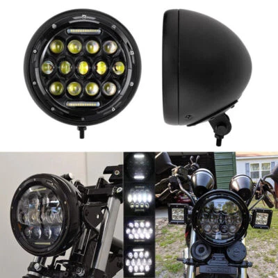 Faro LED de 7 pulgadas alto/bajo + soporte de cubo de carcasa para Kawasaki Vulcan VN 500 Foto 1 de 4