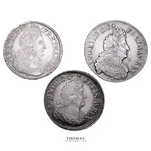 Lot 3 Monnaies - Louis XIV - 1/2 Écu 1694 C Caen - 1701 Aix - 1711 T Nantes - Imagen 1 de 2