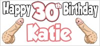 Personalised Willy Dick 30th Birthday Banner Party Decorations Ladies Funny Rude