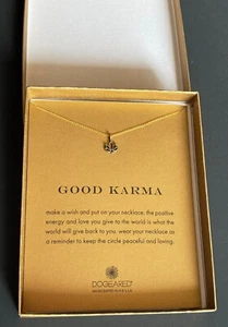 Dogeared Lotus Flower Good Karma Gold Tone Necklace With Explanation Card NWT - Picture 1 of 3