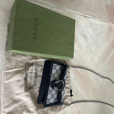 GUCCI Dionysus Super Mini Bolso de Hombro Cadena Cuero Azul Marino Clásico Bolso de Mano Foto 1 de 4