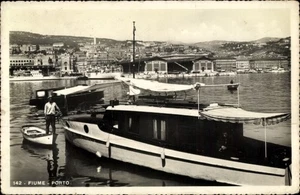 Ak Rijeka Fiume Kroatien, Hafenansicht mit Booten, Stadt im... - 4690668 - Picture 1 of 2