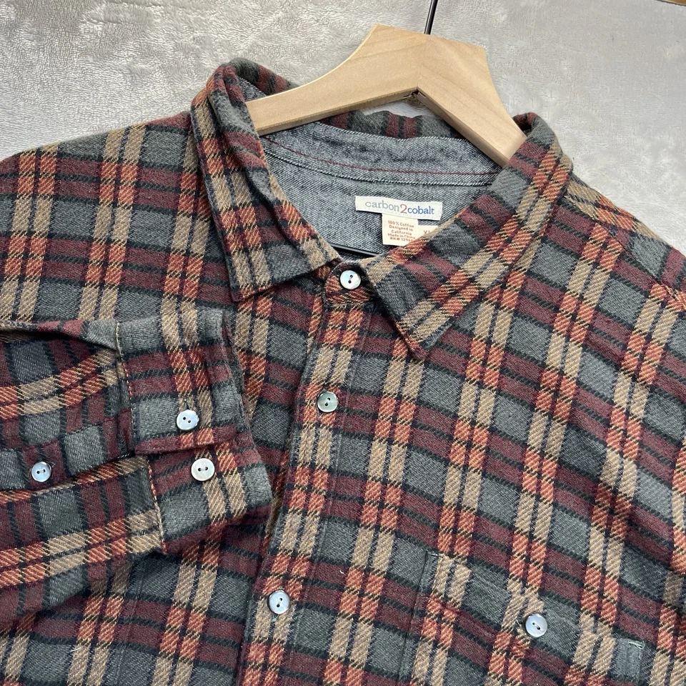 Рубашка фланелевая карбоновая 2кобальтовая мужская размер XL многоцветная клетчатая с длинным рукавом на пуговицах - Изображение 1 из 4