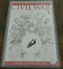 Civil War 1 B&W Michael Turner Sketch Variant Signed by Stan Lee With COA Rare