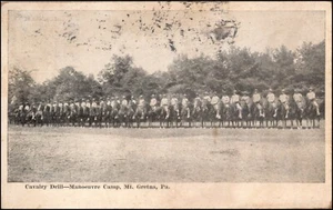 Kavalleriebohrmaschine, Manöverlager, Mt. Gretna PA Pennsylvania Postkarte um 1912  - Bild 1 von 2